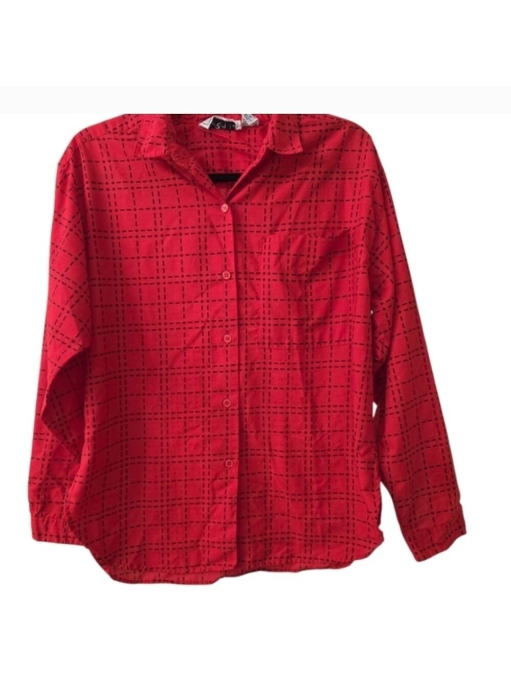 Vintage Pyramid Red Black Buffalo Plaid Button Up Shirt Large